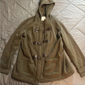 Market & Spruce Khaki Utility Jacket with Hood
